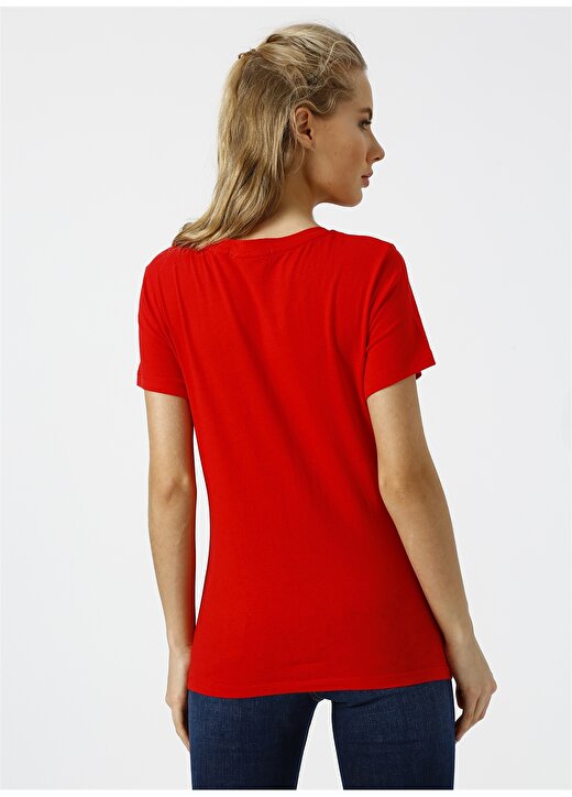Calvin Klein Jeans Kırmızı Kadın T-Shirt INSTITUTIONAL LOGO 4