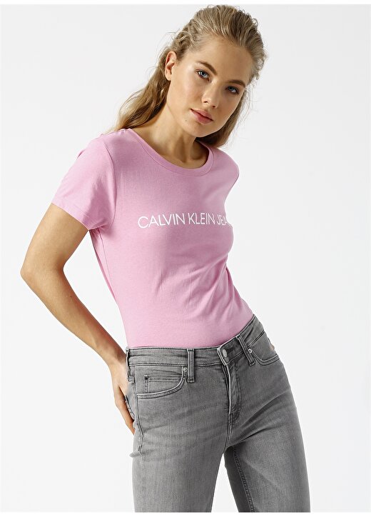 Calvin Klein Jeans Pembe Kadın T-Shirt INSTITUTIONAL LOGO 3
