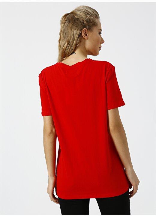 Calvin Klein Jeans Kırmızı Kadın T-Shirt MONOGRAM BOX LOGO 4