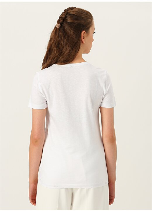 Only Pul Detaylı Beyaz T-Shirt 4