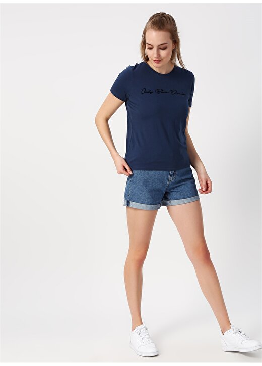 Only Yazılı Lacivert T-Shirt 1