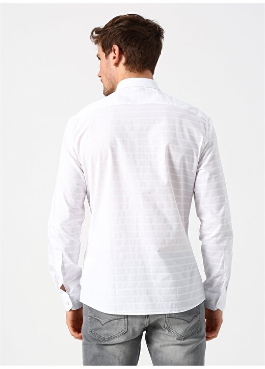 Pierre Cardin Slim Fit Desenli Beyaz Gömlek 4