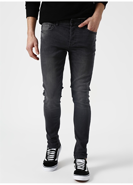 Only & Sons Slim Fit Gri Denim Pantolon 2