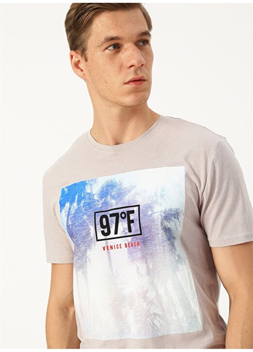 Only & Sons Baskılı Gri O Yaka T-Shirt 2