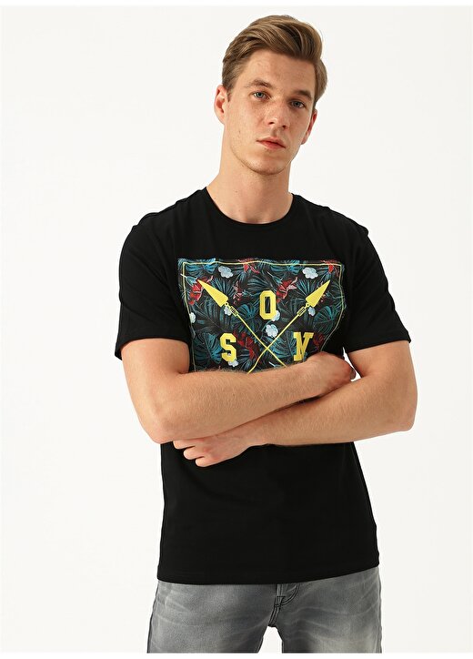 Only & Sons Renkli Baskılı Siyah T-Shirt 4