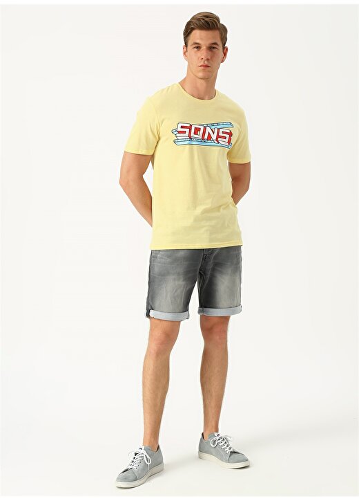 Only & Sons Baskılı Sarı T-Shirt 3