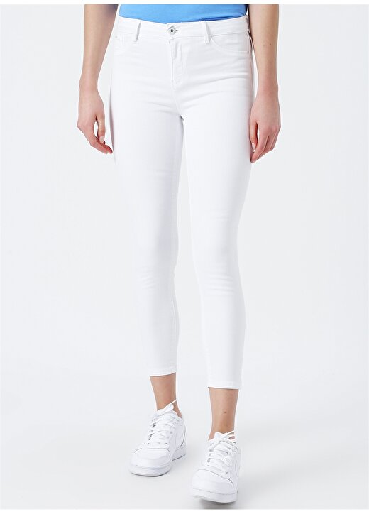 Loft Kısa Paça Slim Fit Beyaz Kadın Pantolon 2