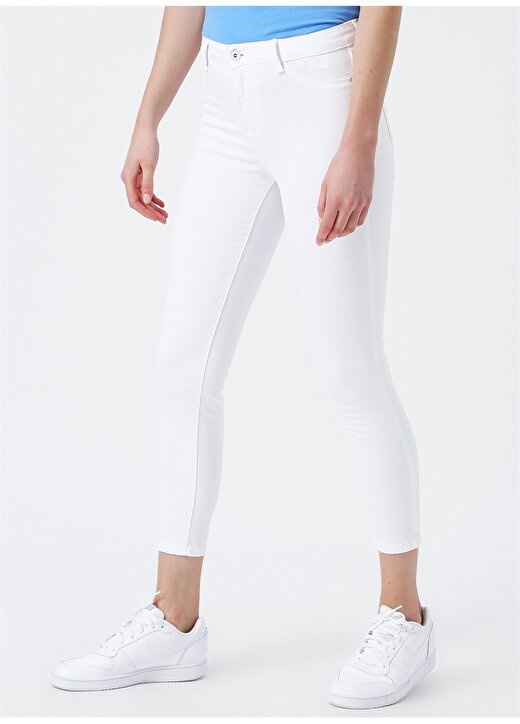 Loft Kısa Paça Slim Fit Beyaz Kadın Pantolon 3