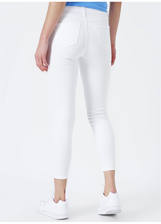 Loft Kısa Paça Slim Fit Beyaz Kadın Pantolon 4