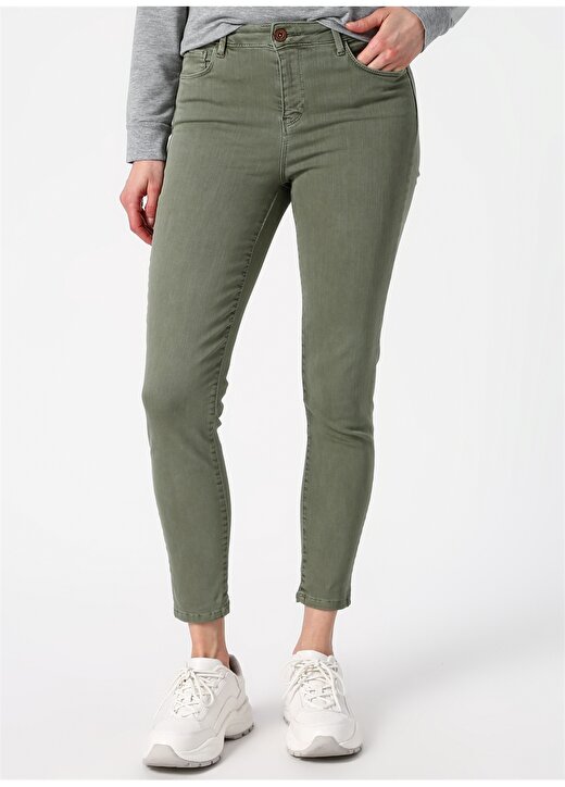 Loft Kısa Paça Slim Fit Yeşil Kadın Pantolon 3