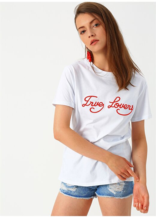 Loft Yazılı Beyaz Yarım Kollu T-Shirt 2