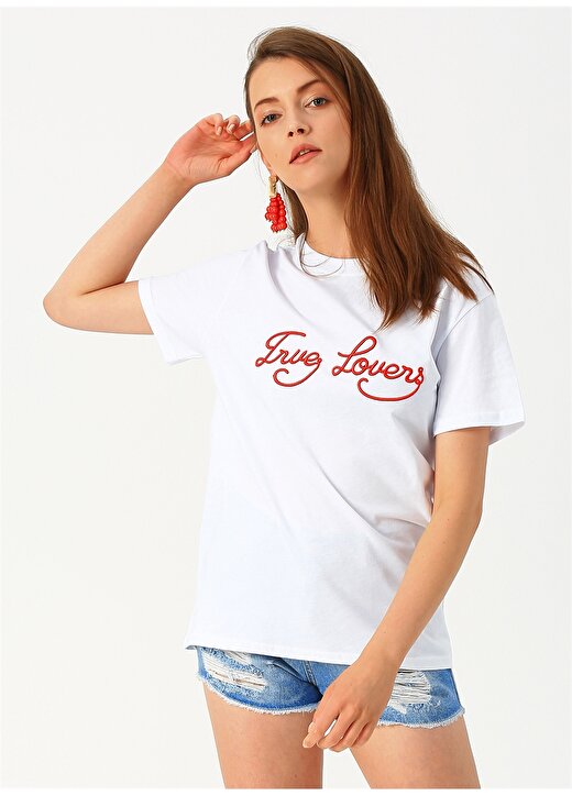 Loft Yazılı Beyaz Yarım Kollu T-Shirt 4