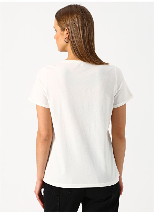 Vero Moda Baskılı Beyaz Bisiklet Yaka Kadın T-Shirt 4