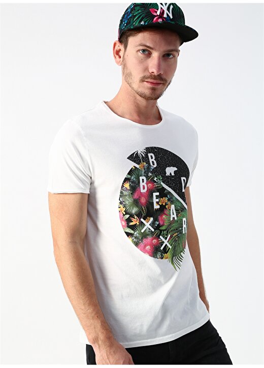 Bad Bear Renkli Baskılı Beyaz T-Shirt 2