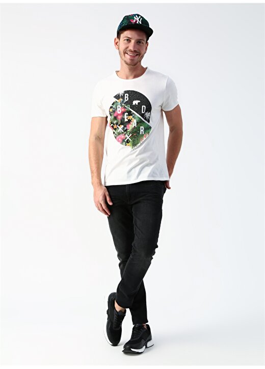 Bad Bear Renkli Baskılı Beyaz T-Shirt 3