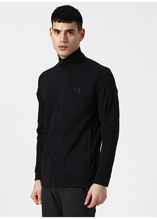 Under Armour 1313204-001-Sportstyle Pique Jacket Fermuarlı Uzun Kollu Fitted Düz Siyah Erkek Zip Ceket 3