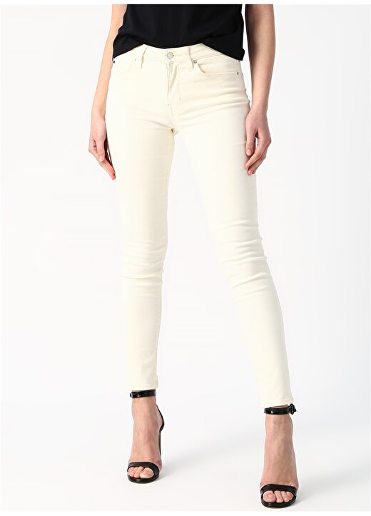 Calvin Klein Jeans Krem Kadın Pantolon MID RISE SKINNY ST 2