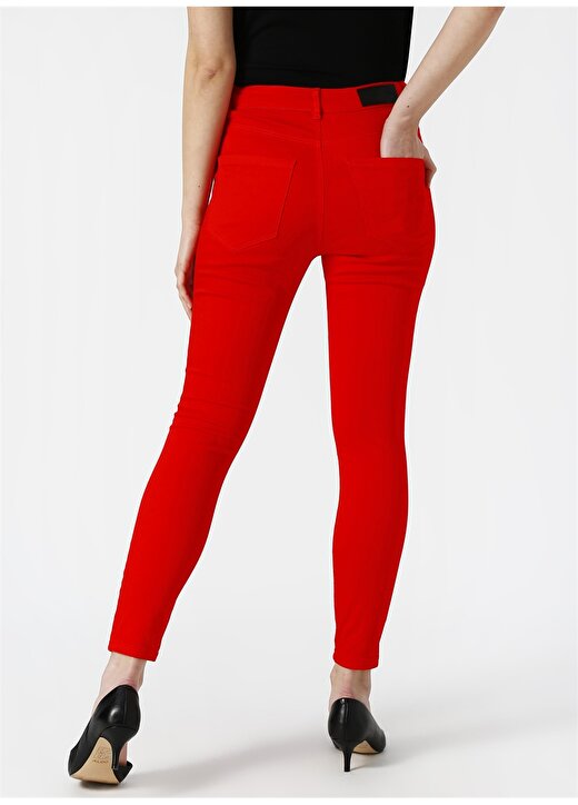 Vero Moda Skinny Kırmızı Denim Pantolon 4