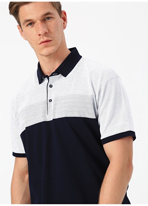 Cotton Bar Beyaz - Mavi Polo T-Shirt 3