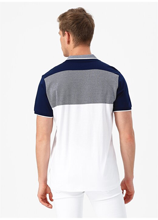 Cotton Bar Beyaz - Mavi Polo T-Shirt 4
