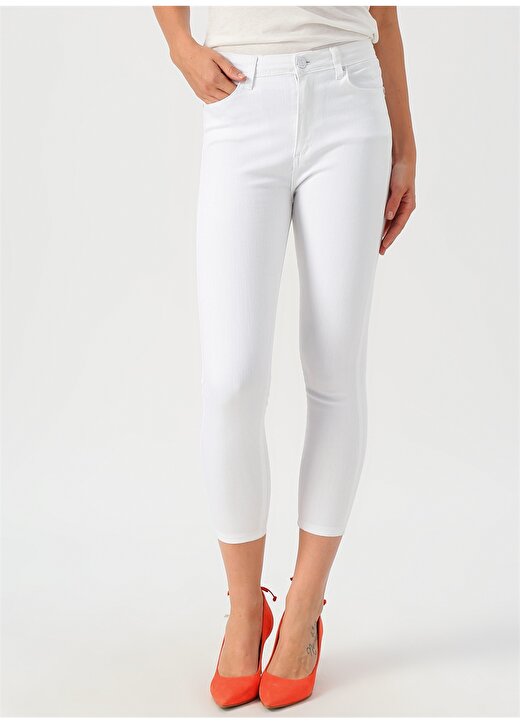 Quzu 17Y71001 Slim Fit Dar Paça Beyaz Kadın Pantolon 2