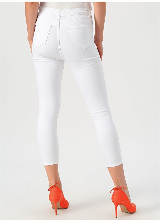Quzu 17Y71001 Slim Fit Dar Paça Beyaz Kadın Pantolon 4