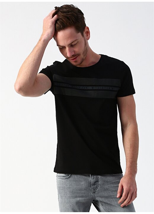 Twister Jeans Baskılı Siyah T-Shirt 3