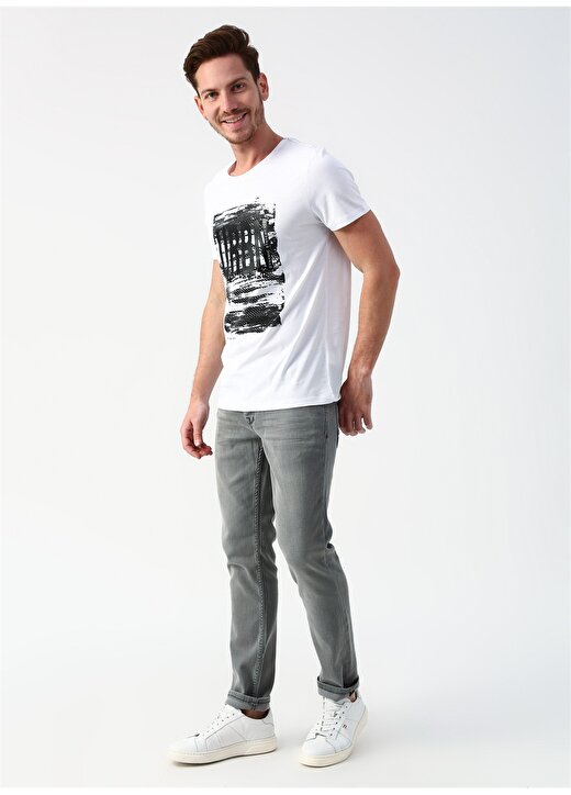 Twister Jeans 1233 Beyaz Baskılı Erkek T-Shirt 2