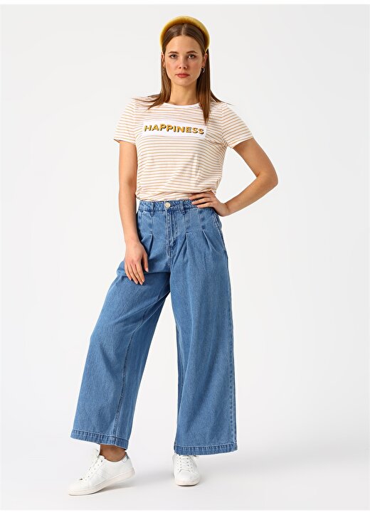 Vero Moda Geniş Kesim İndigo Boru Paçalı Kadın Pantolon 1