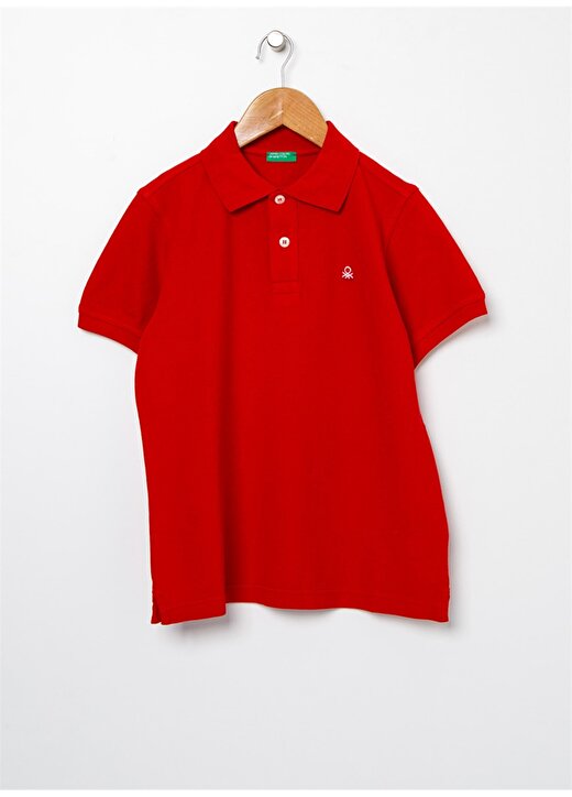 Benetton Polo Yaka Kısa Kollu Düz Kırmızı Erkek Çocuk T-Shirt 1
