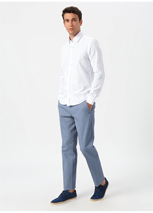 Altınyıldız Classic Beyaz Mavi Slim Fit Gömlek 2