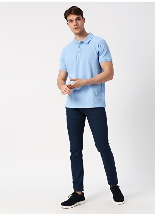 Altınyıldız Classic Slim Fit Polo Yaka Açık Mavi T-Shirt 2