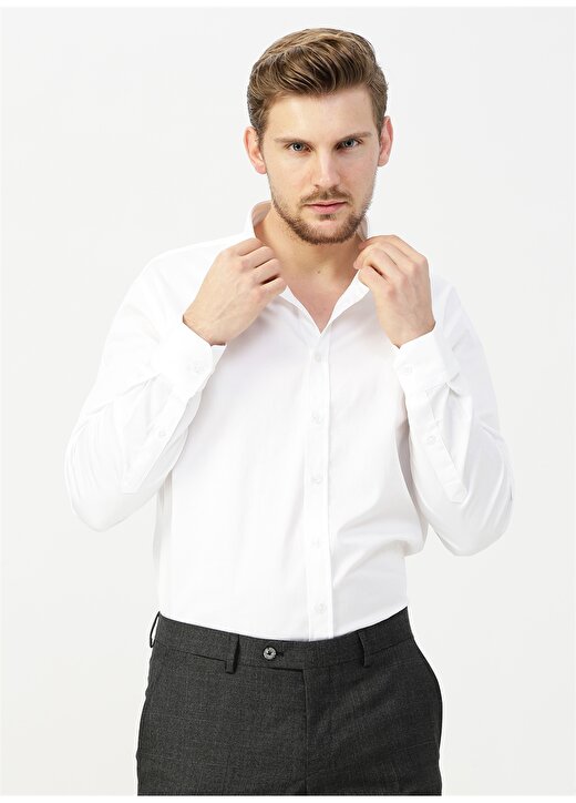Beymen Business Klasik Yaka Uzun Kollu Beyaz Erkek Gömlek 3