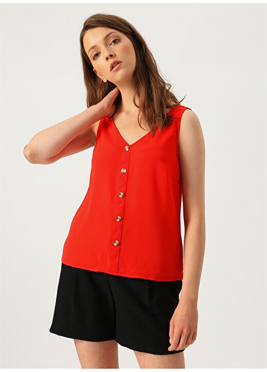 Vero Moda V Yaka Kırmızı Bluz 3
