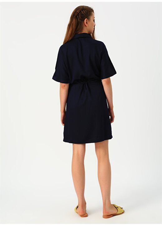 Vero Moda Beli Bağlamalı Lacivert Elbise 4