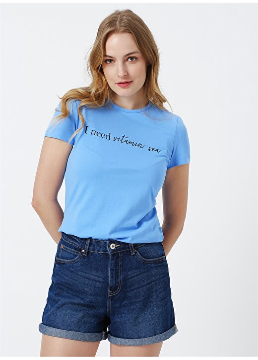 Vero Moda Açık Mavi Kadın T-Shirt 3