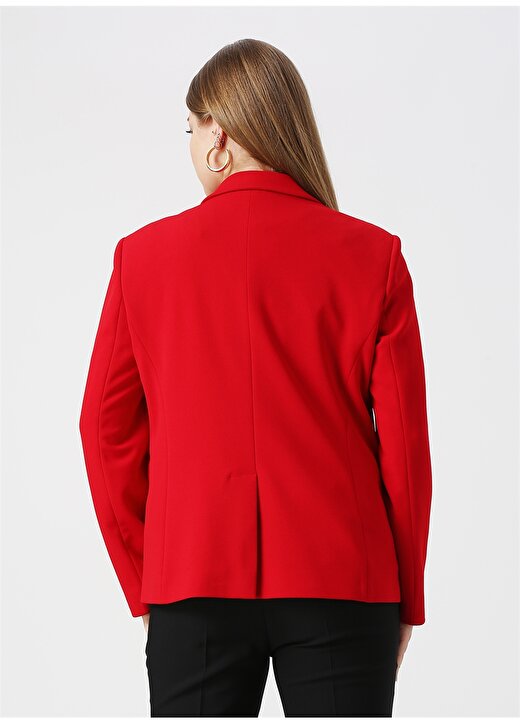 Selen Tek Düğmeli Kırmızı Kadın Ceket 4