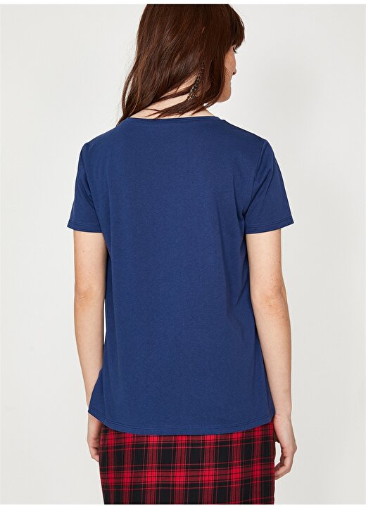 Koton Baskılı Lacivert T-Shirt 4