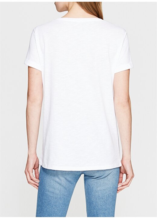 Mavi Yaren Baskılı Beyaz T-Shirt 4