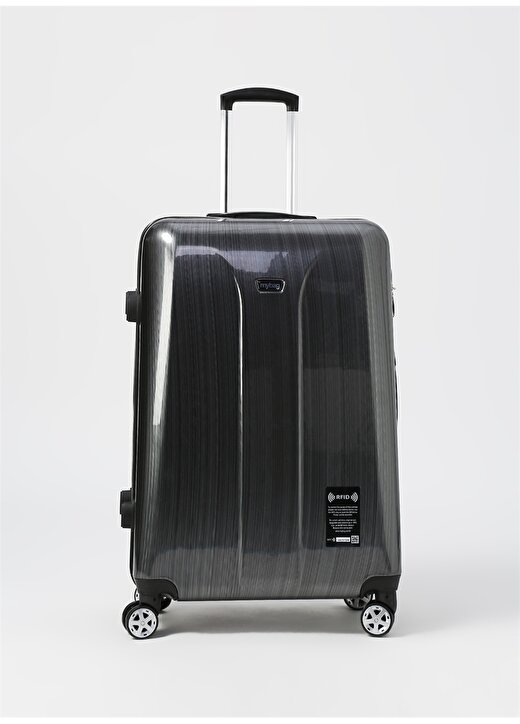 My Bag Smart Rfıd Luggage Sılver L Çekçekli Sert Valiz 1