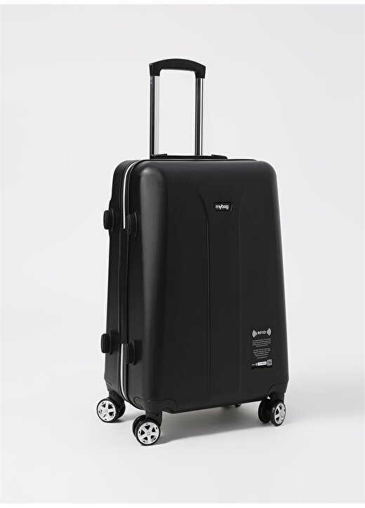 My Bag Smart Rfid Luggage Siyah M Orta Boy Çekçekli Sert Valiz 3