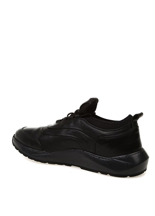 Divarese Kalın Taban Bağcıklı Yuvarlak Uçlu Düz Siyah Erkek Günlük Ayakkabı 2