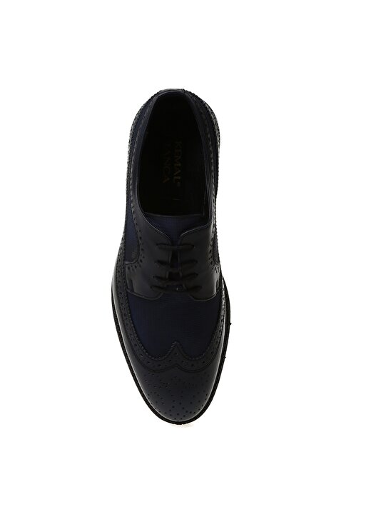 Kemal Tanca Kalın Yüksek Taban Yuvarlak Uç Bağcıklı Nokta Desenli Siyah Erkek Klasik Ayakkabı 4