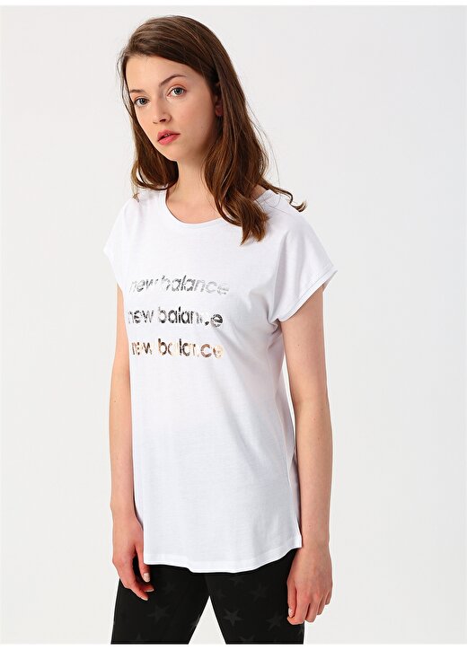 New Balance Beyaz Glitter T-Shirt 4