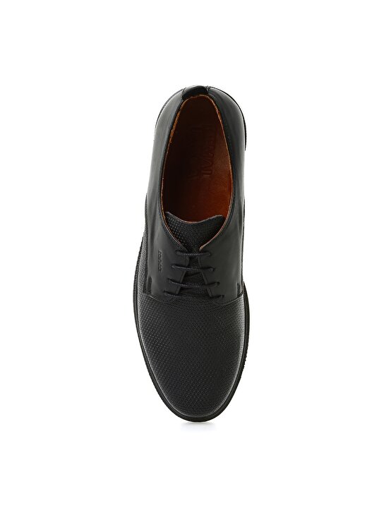 Kemal Tanca Düz Beyaz Taban Bağcıklı Desenli Siyah Erkek Klasik Ayakkabı 4