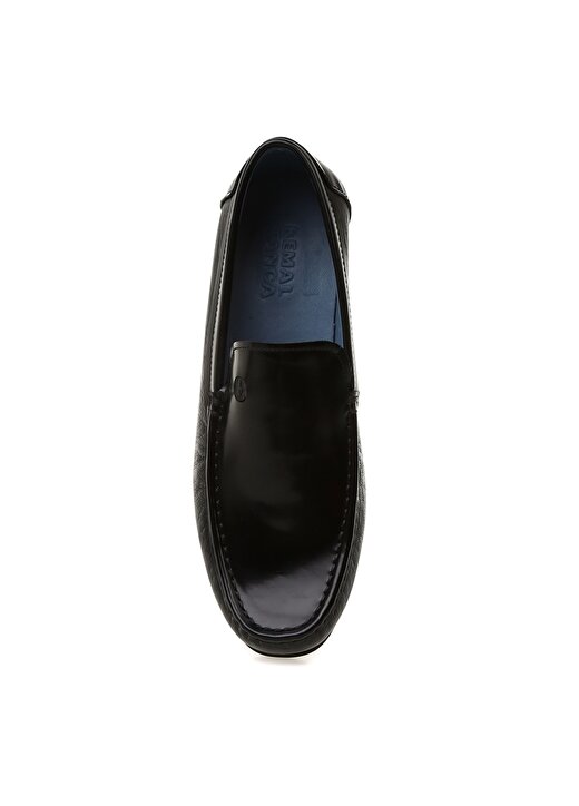 Kemal Tanca Tırtıklı Taban Yuvarlak Uçlu Bağcıksız Siyah Erkek Klasik Ayakkabı 4