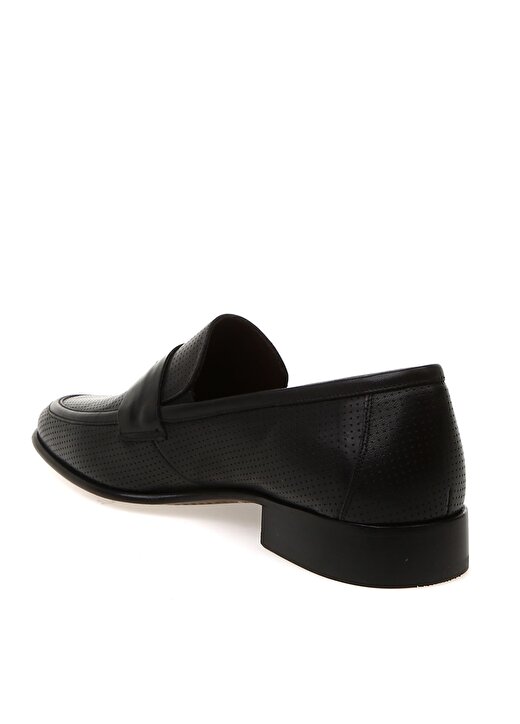 Kemal Tanca Kısa Topuk Sivri Uçlu Nokta Desenli Bant Detaylı Siyah Erkek Klasik Ayakkabı 2