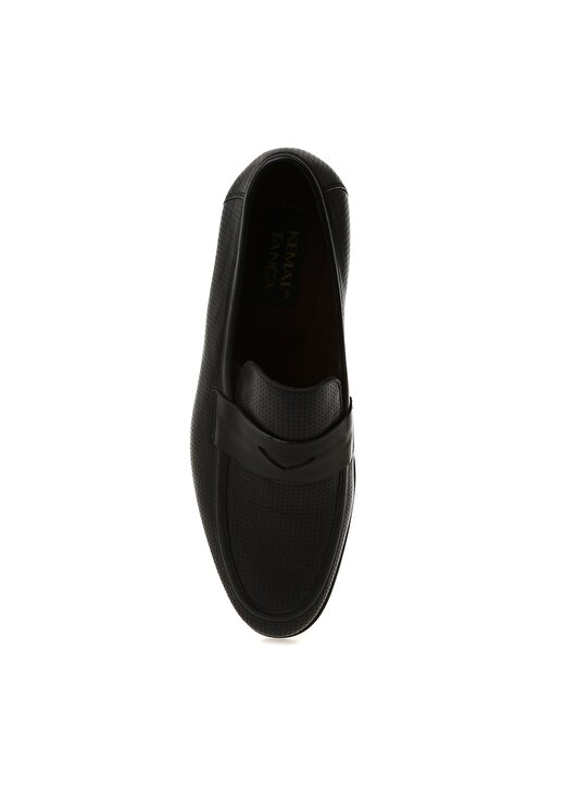 Kemal Tanca Kısa Topuk Sivri Uçlu Nokta Desenli Bant Detaylı Siyah Erkek Klasik Ayakkabı 4