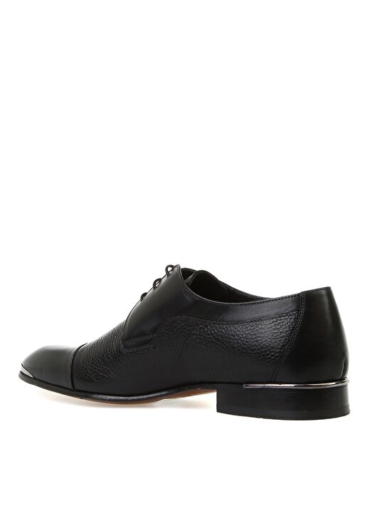 Kemal Tanca Kısa Topuklu Bağcıklı Sivri Uçlu Gümüş Detaylı Siyah Erkek Klasik Ayakkabı 2