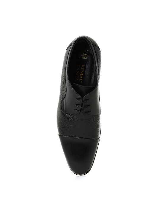 Kemal Tanca Kısa Topuklu Bağcıklı Sivri Uçlu Gümüş Detaylı Siyah Erkek Klasik Ayakkabı 4